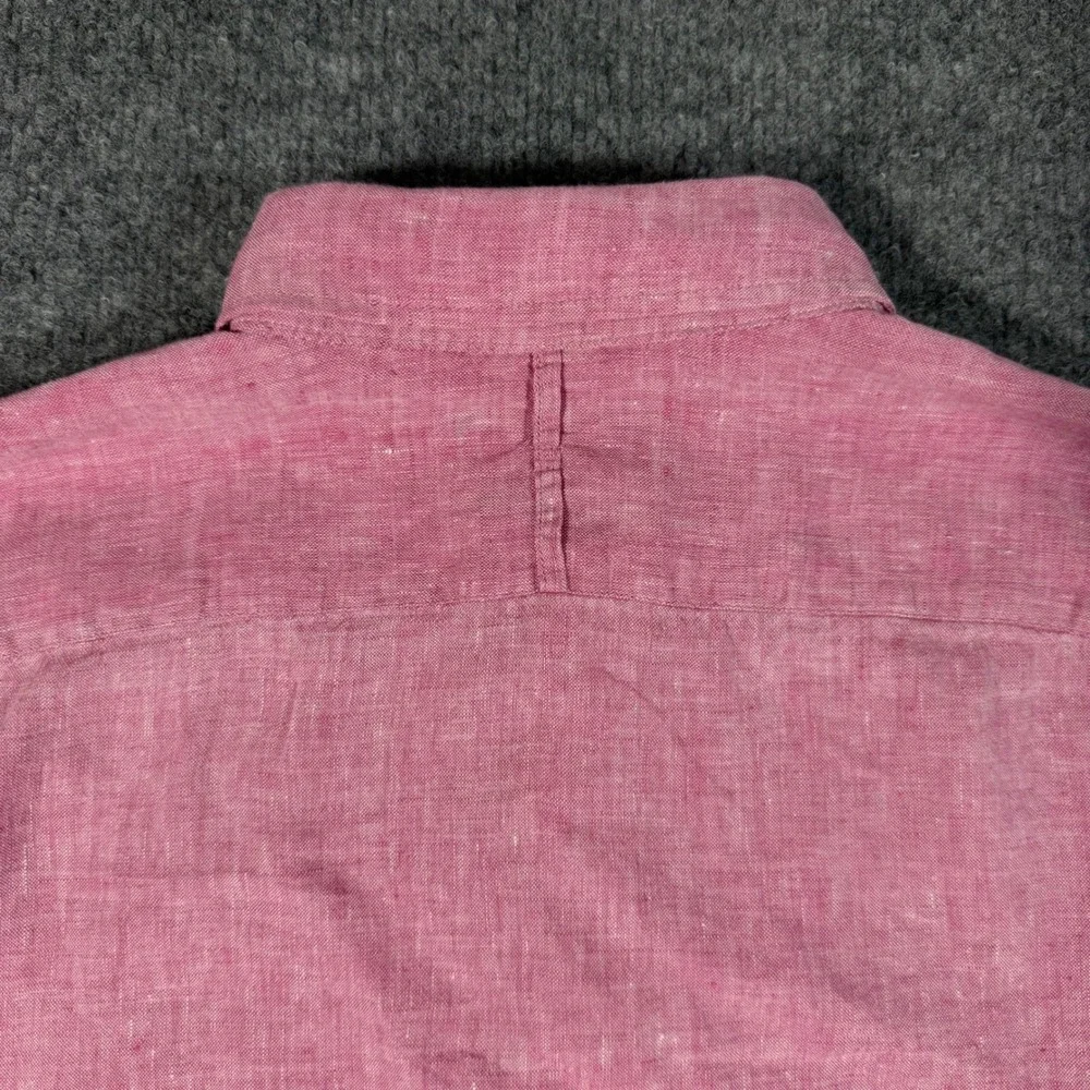Banana Republic Shirt Camden Standard Fit Mens M Pink 100% Linen Long Sleeve EUC